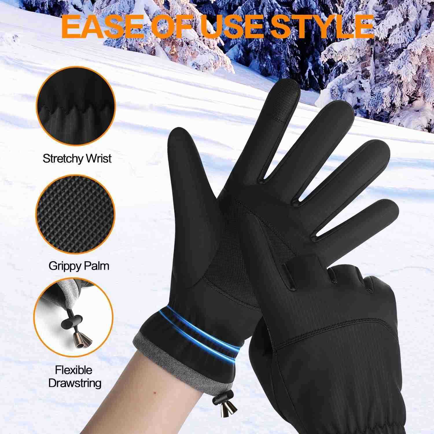 Winter Waterproof Gloves for Women Water Proof Touch Screen Gloves for Men Running Hiking Cold Weather Touchscreen Gloves for Phone Texting Warm Snow 