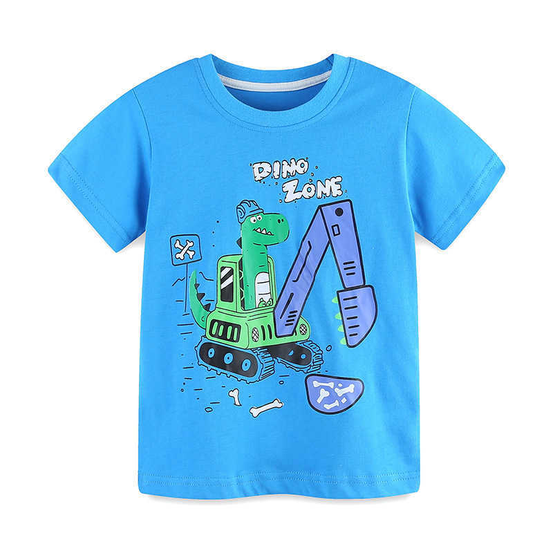 Summer New Boys T-shirt Cartoon Print Round Neck Top Children's Knitted Cotton Sweatshirt
