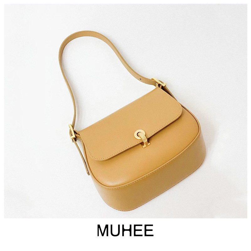 HERONG 2025 autumn new French niche single shoulder bridal bag versatile red small bag women's wedding bag soft leather