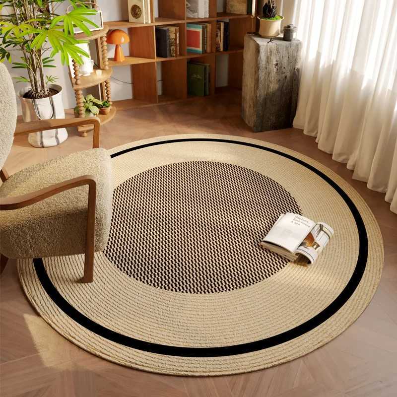 VIKAMA Round Rugs Premium Feeling Light Luxury Bedroom Living Room Dresser Cloakroom Chair Mats Vintage Floor Mats Home Decor C250913