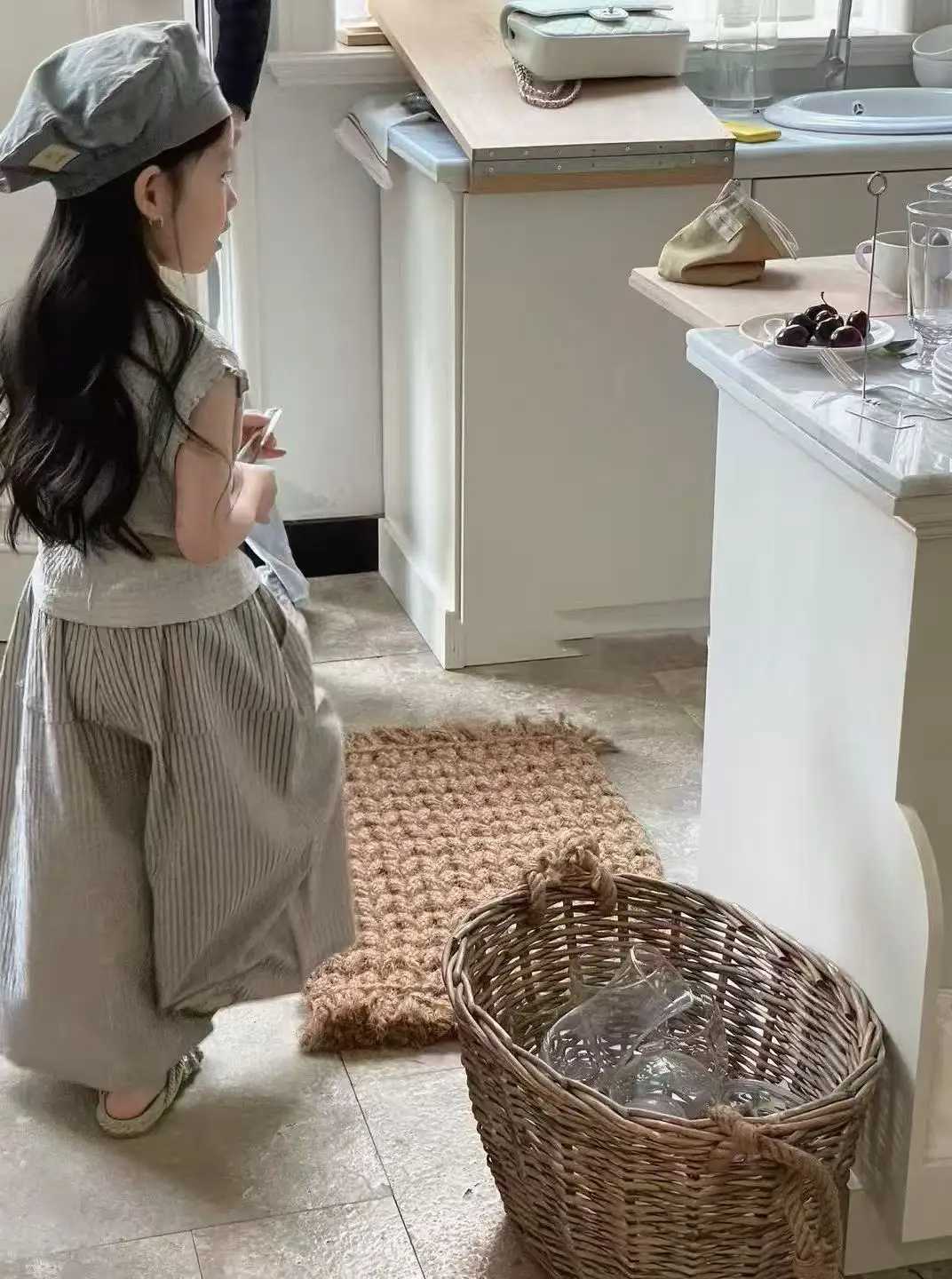 Girls Spring Summer Set Japanese and Korean Style Veststriped Pants Mosquito Repellent Pants Fashionable Childrens Clothing C250913