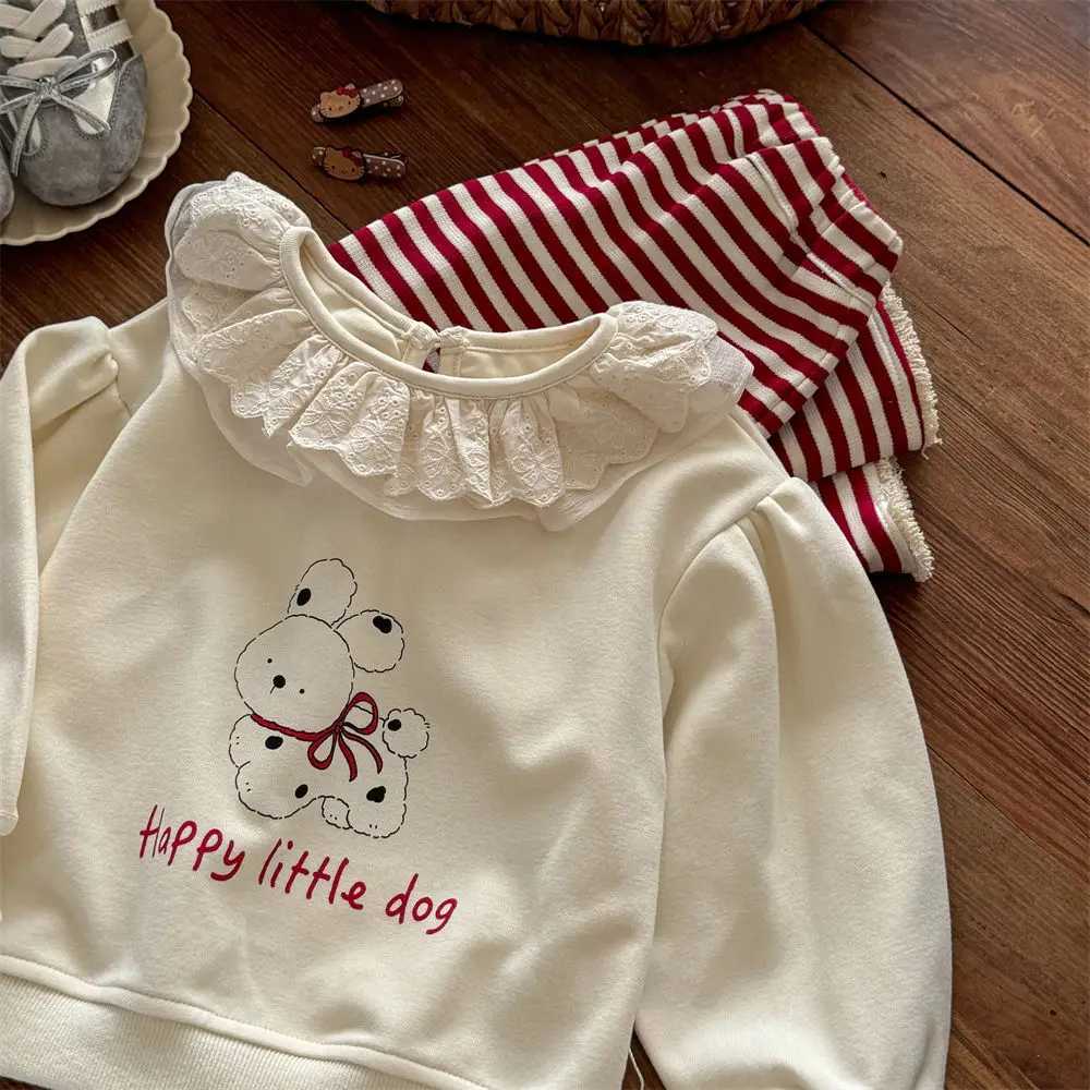 Toddler Girls Autumn Sweatshirt Sets Cartoon Printed TopStriped Pant Baby Girls Casual Sets Long Sleeves Kids Baby Girls Sets C250913