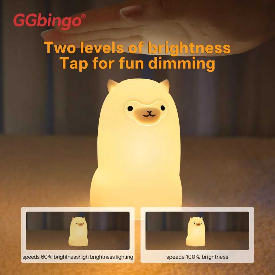 GGbingo LED Night light Touch Sensor RGB LED Alpaca USB Rechargeable Silicone Lamp for Children Baby Toy Festival Decor C250913