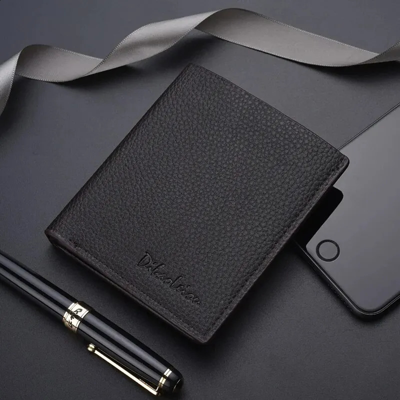 Men Short Purse Lychee Print English Casual Style Zipper Credit Card Wallet 250912