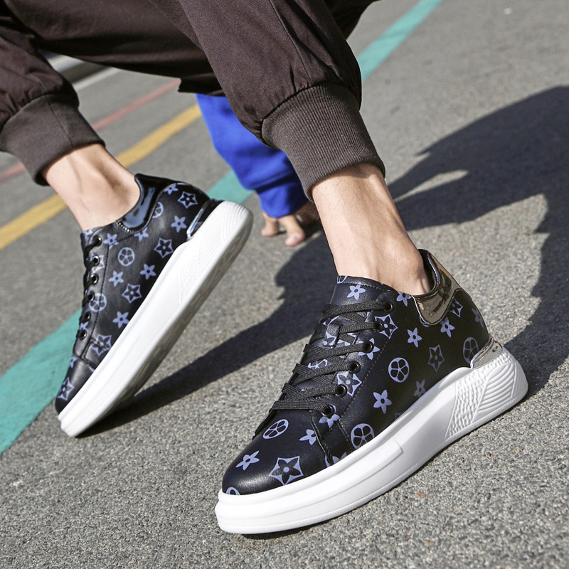 Designer Shoes Men's shoes with thick-soled leather upper, white sneakers, 2025 New Autumn collection, invisible height-increasing shoes, casual 