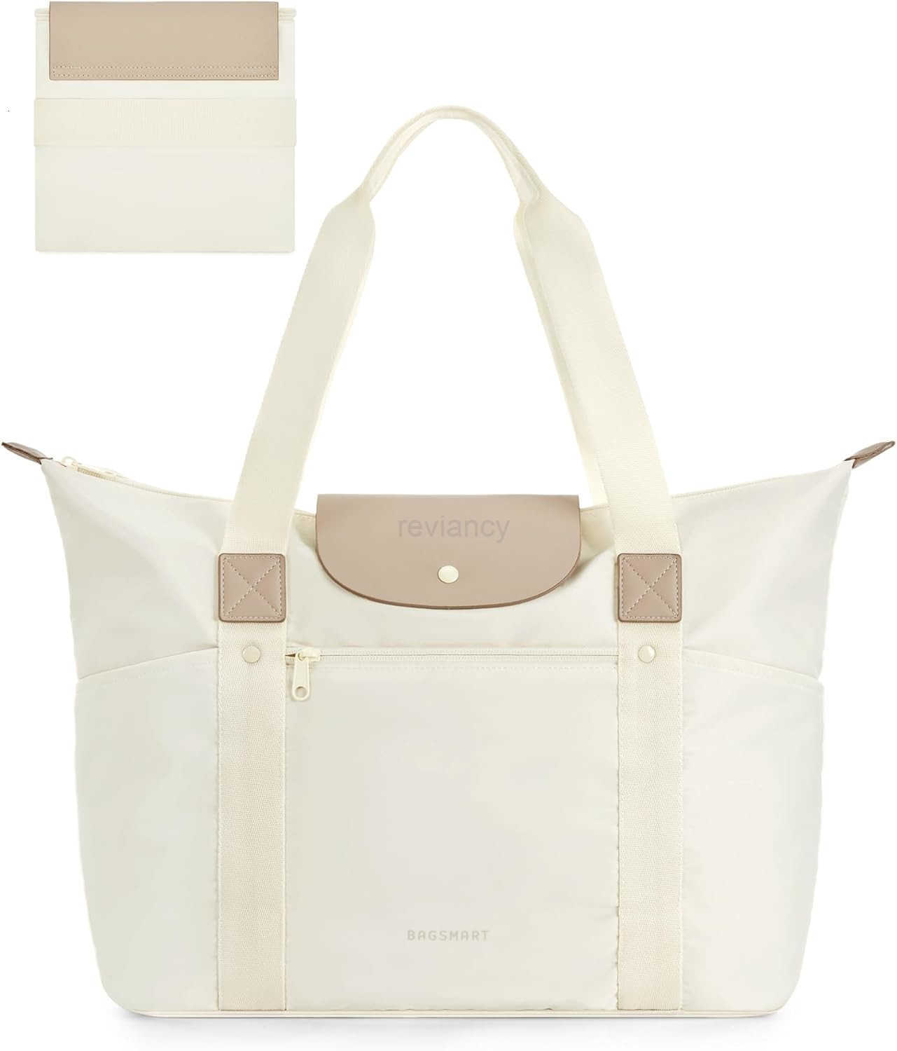 Foldable Tote Bag with Compartments and Zipper for Womens TravelW250913