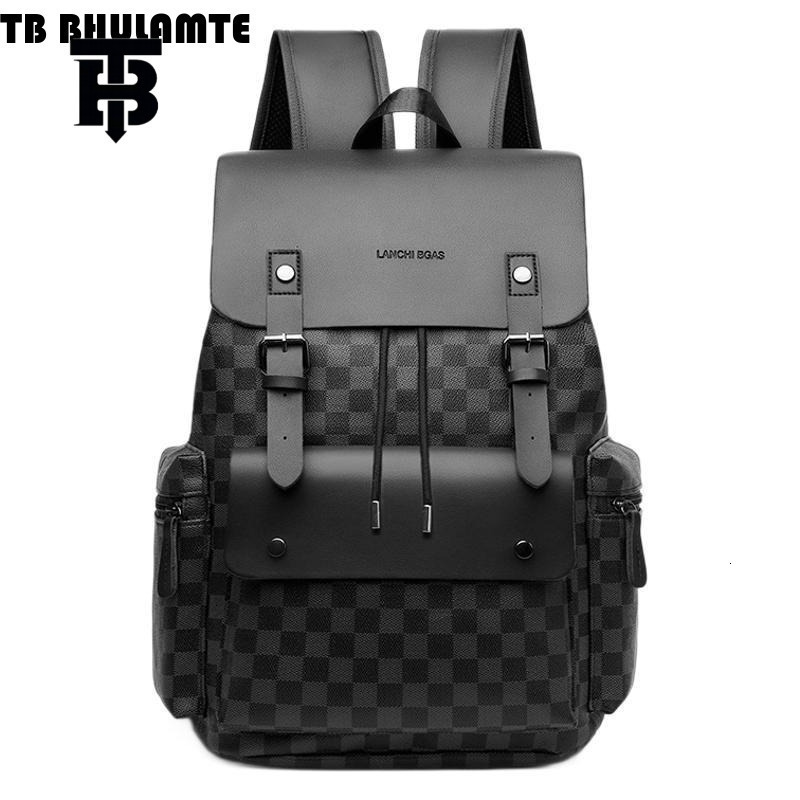 TB BHULAMTE Luxury Designer Men's Checkered Commuter Leisure Backpack Large Luxury Bag Capacity Business Travel Work Laptop Bag