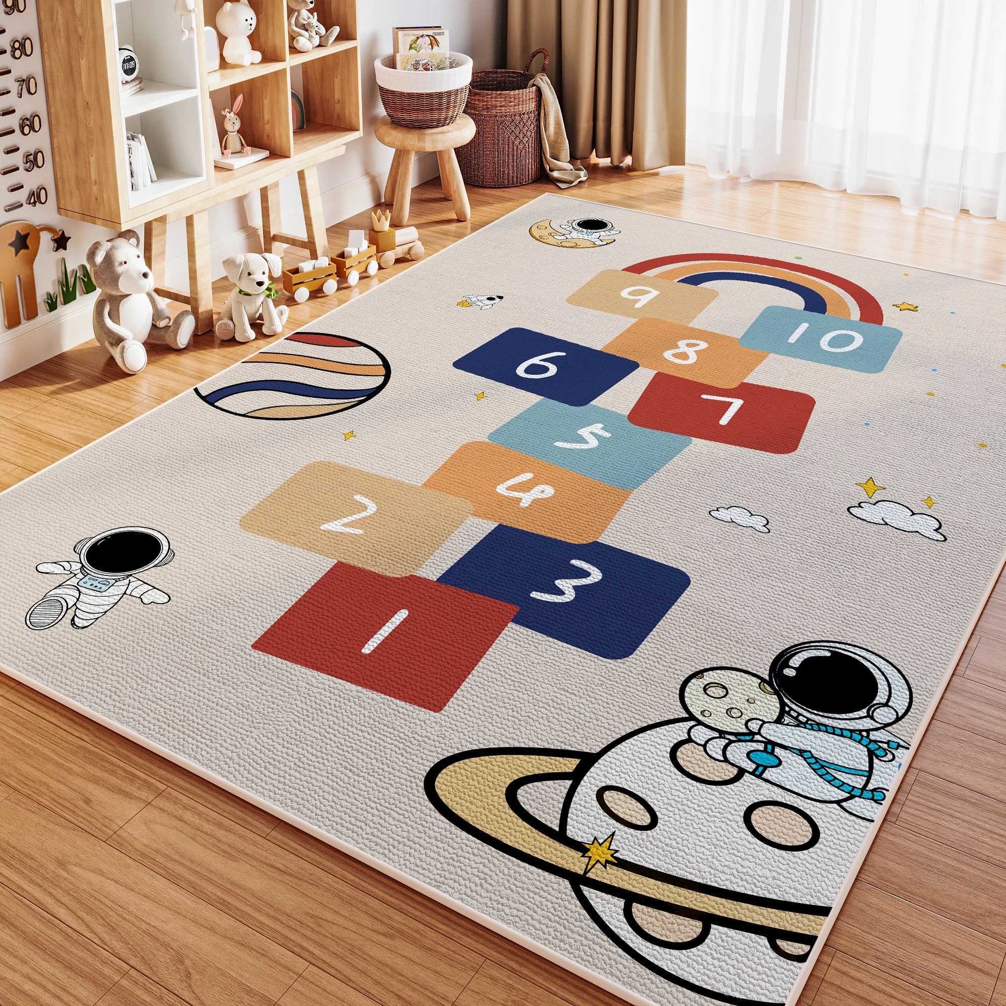 VIKAMA Childrens Room Crystal Pile Rug Stain Resistant Washable Bedroom Bed Rug Game Rug Living Room Crawl Mat Home Decor C250913