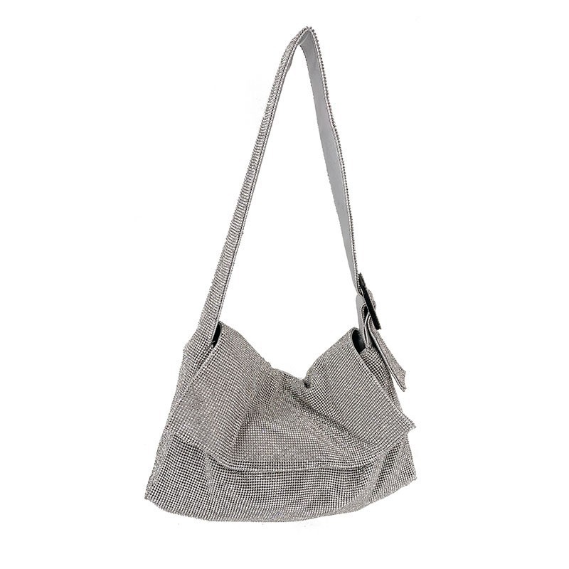 HERONG 2025 Women's One Shoulder Cross Shoulder Exquisite Luxury Small Handheld Banquet Bag Diamond Bag Small Square Bag