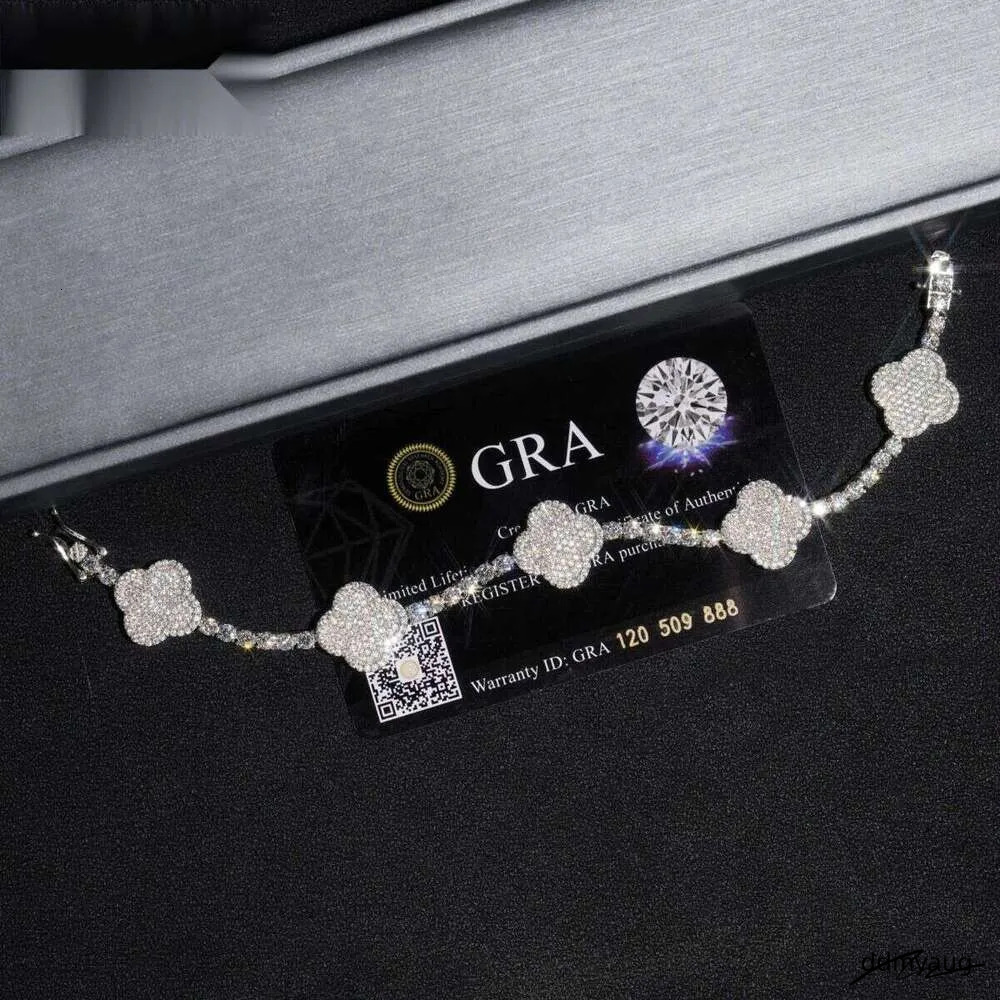 Elegant Four Leaf Clover Tennis Bracelet With Simulated Dias, Fashion Jewelry For Women