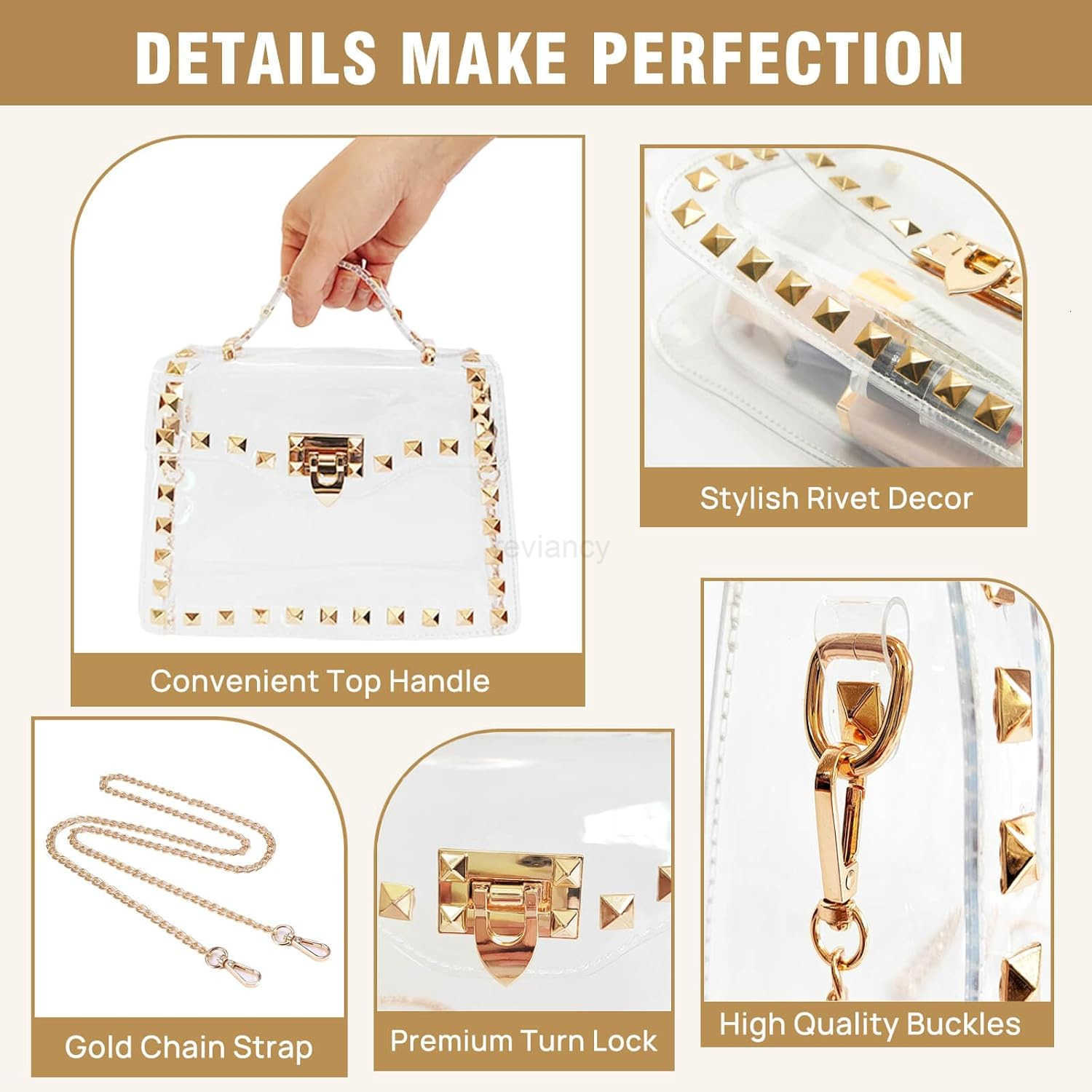 Clear Purse for Women Crossbody Bag Stadium Approved FAshion DcorW250913