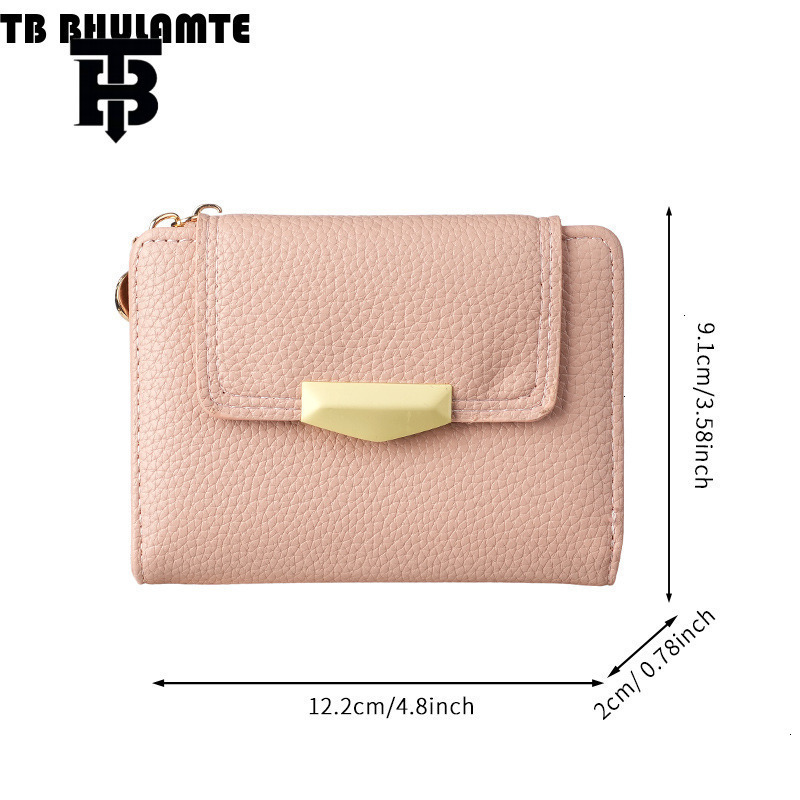 TB BHULAMTE Luxury Designer Bag Litchi Wallet Women's Short Wallet Women's Cardholder Wallet Integrated Wallet Women's High End Wallet