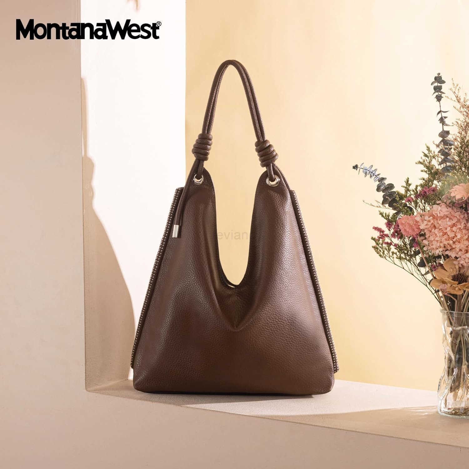 Bag for Women Soft Slouchy Top Handle Shoulder Purses Handbag with Knot StrapW250913