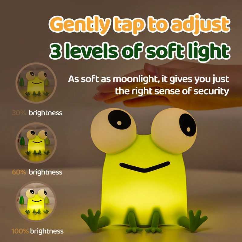 Cute Animal Silicone Night Light Fox Frog Nursery Sleeping Lamp Rechargable Duck Touch Sensor Beside Lamp For Bedroom Decor C251122