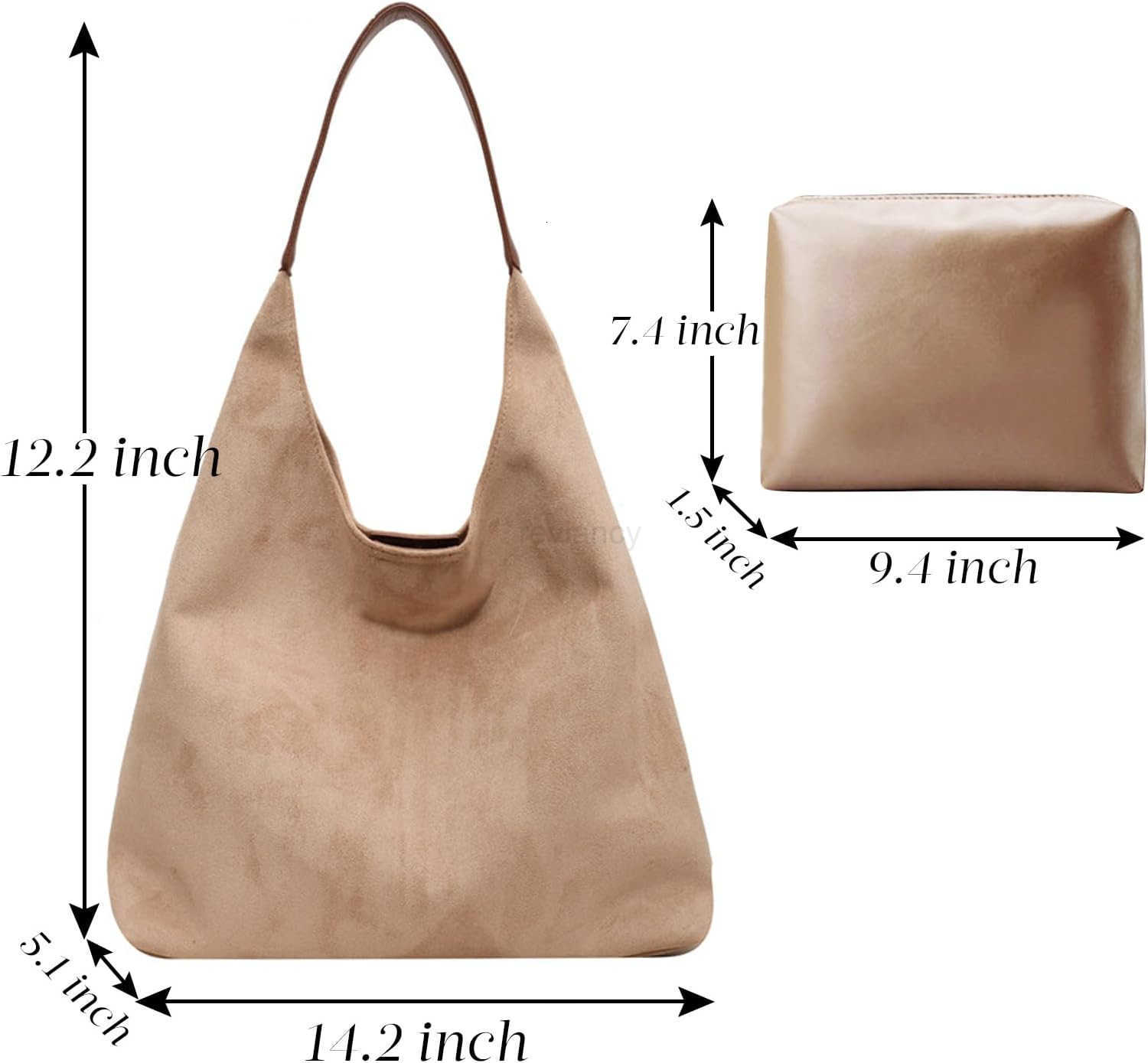 Suede Tote Bag for WomenHobo Tote Bags SetLarge Capacity Top Handle Handbag Slouchy Shoulder BagBurgundy PursePremium Faux Suede MaterialW250913