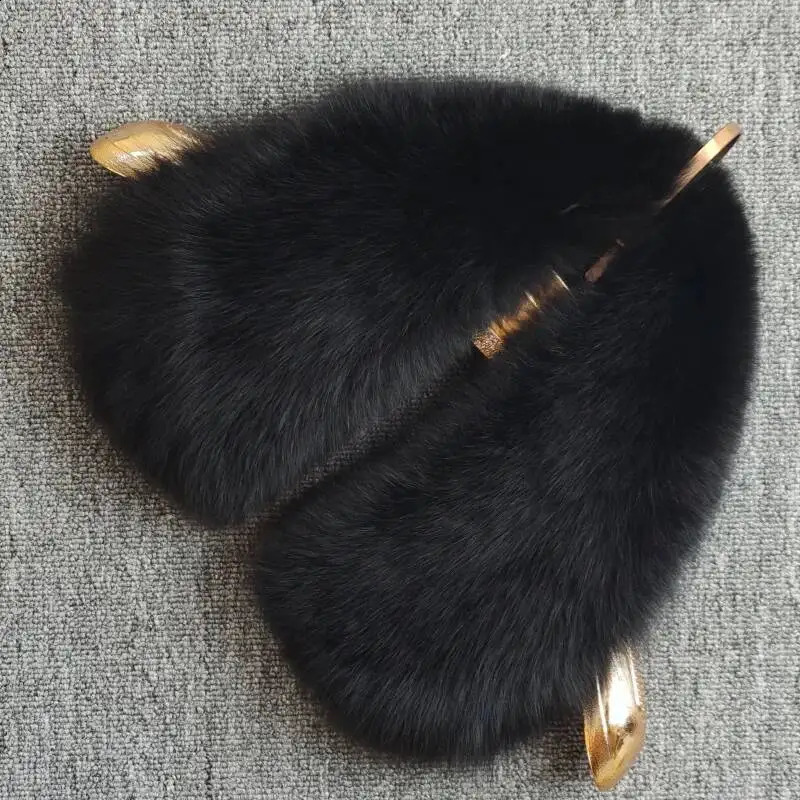 Real Fox Fur Collar For Woman Winter Warm Genuine Fur Scarf Real Fur Scarf Jacket Coat Decor Collar Shawl Detachable 250909