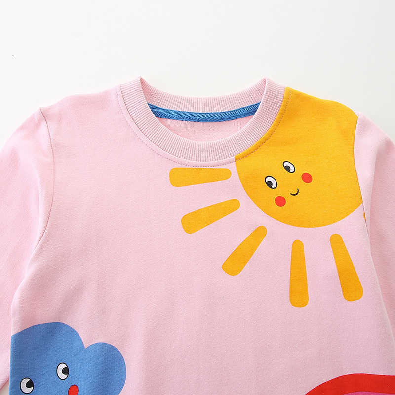 25 Autumn New Girls Sweatshirt Children's Sweatshirt Knitted Cotton Rainbow Print Children's Sweatshirt