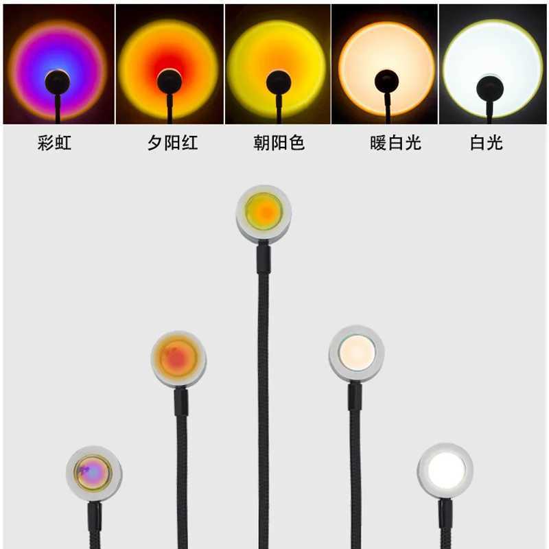 USB Sunset Lamp LED Rainbow Neon Night Light Projector Photography Wall Atmosphere Lighting for Bedroom Room Decor Nightlights C251122