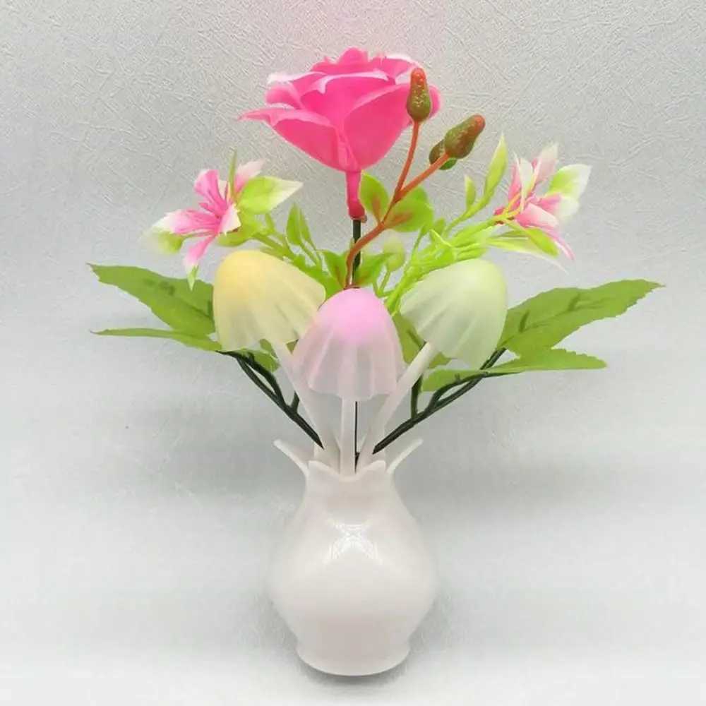 LED Mushroom Lamp LED Night Lamp Novel 7color Night Lamp 220V EU Plug Sensing Dream High Grade Pomegranate Vase Flowers C251122