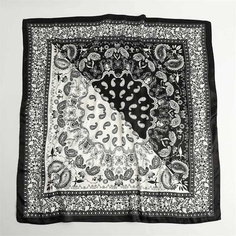 9090CM ic Paisy Print Square Scarf Soft Satin Bandana Vintage Windproof Wrap Casual Shawl Travel Beach Towel G250912
