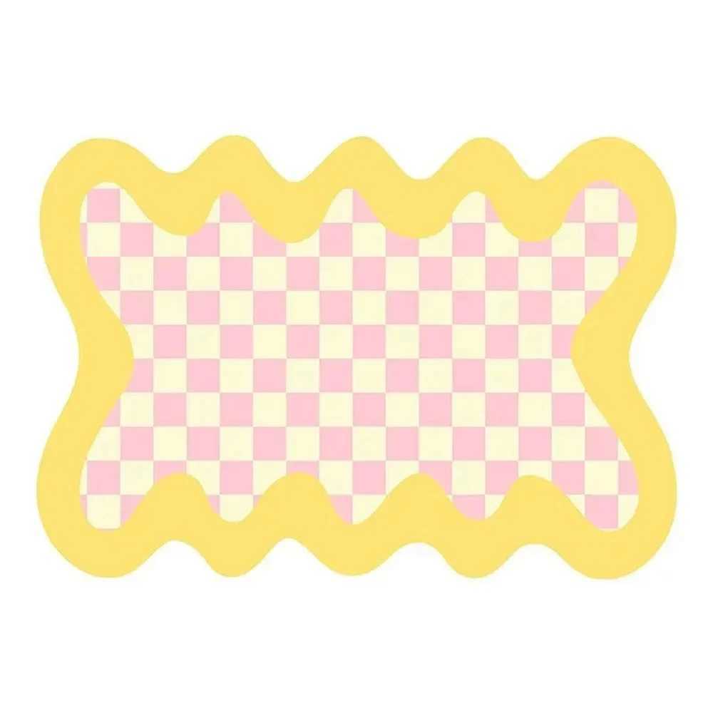 VIKAMA Cute Cartoon Checkered Faux Wool Rug UltraThin Durable NonSlip Carpet for Bedroom Living Room Soft Floor Mat C250913