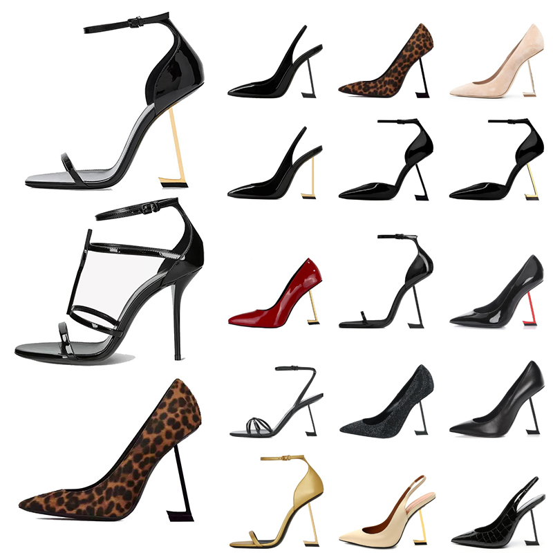 Designer Sandals High Heels Metal Letters Sandals Women Dress Shoes Sexy Open Toe Slippers Fashion Leather Party Wedding Sandal high-heeled shoes