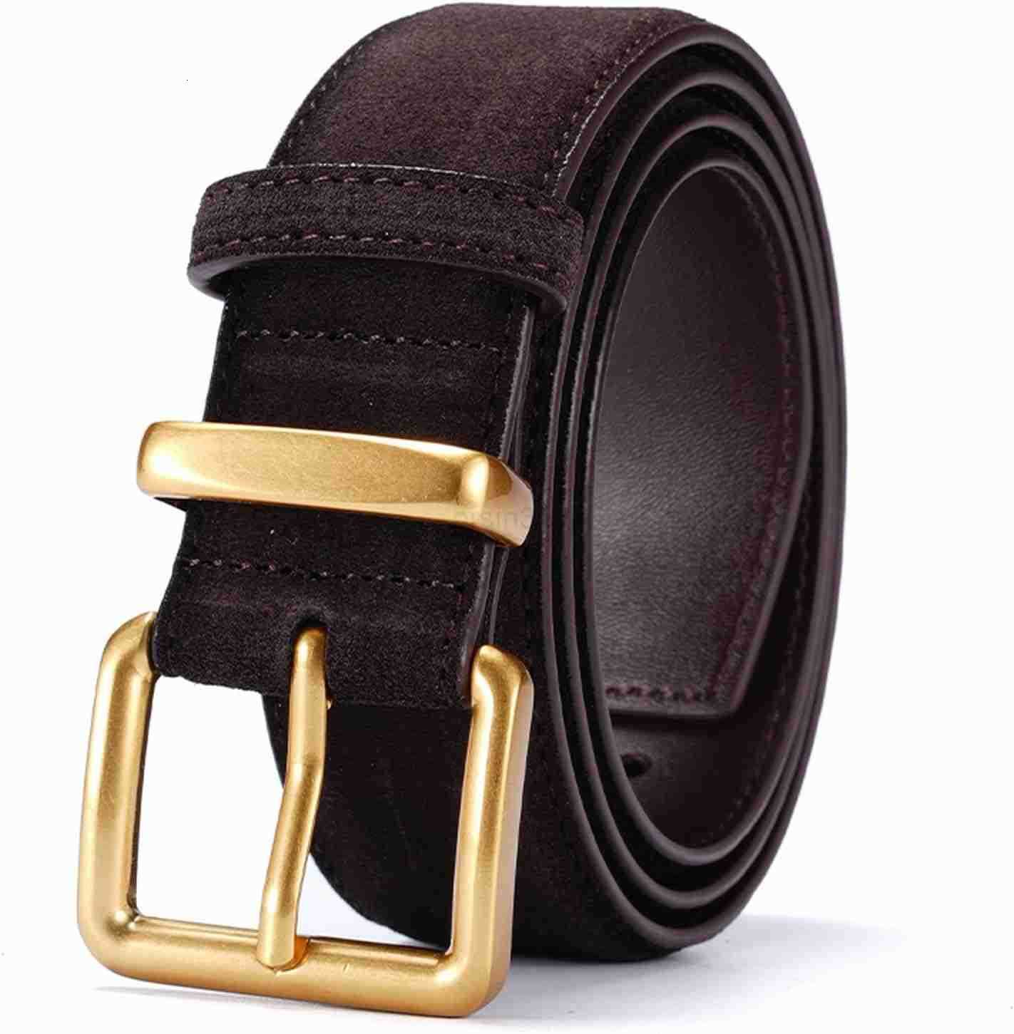 Wide Suede Belt Women Genuine Leather Ladies Waist Belt for Jeans Dress Casual Square Gold BuckleY260117