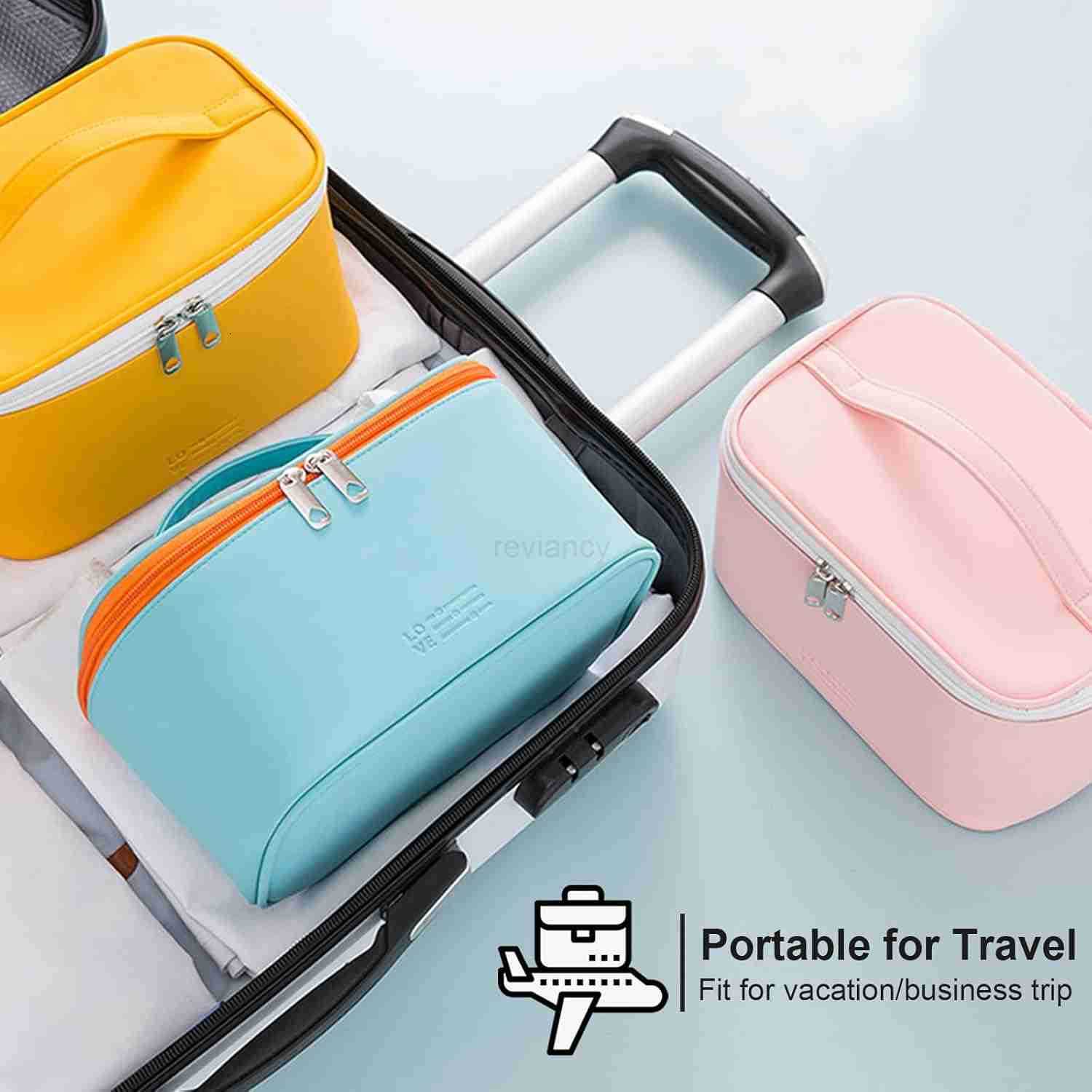 Portable Makeup Bag Cosmetic Bags for Women Medium Pouch Case Purse Make Up Organization WaterproofYellowW250913