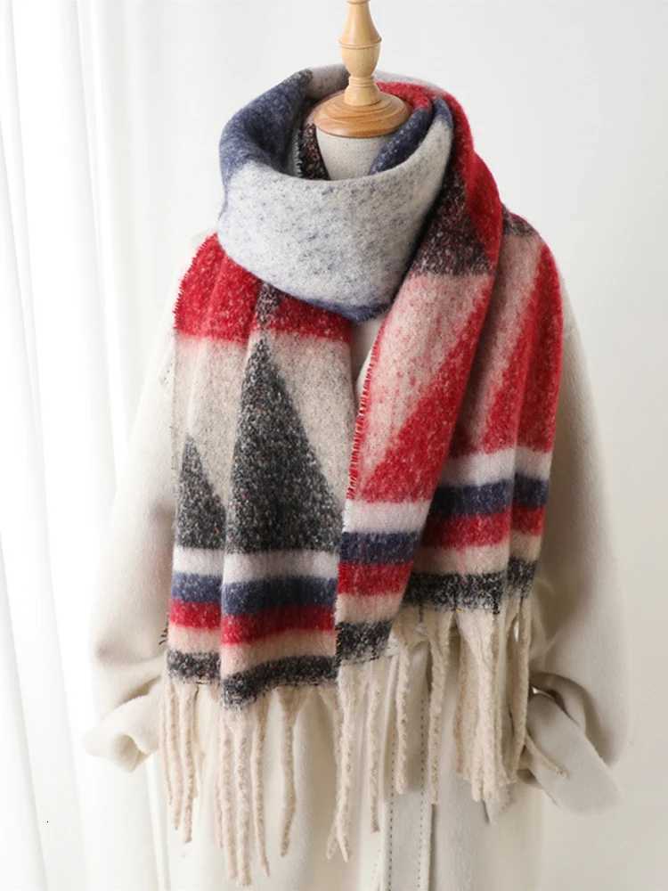 Wen Winter Knitted Scarf scarf Lady Men Casual Striped Print Tassel Warm Soft Scarve Mujer Foard Wrap Shawl New G250912