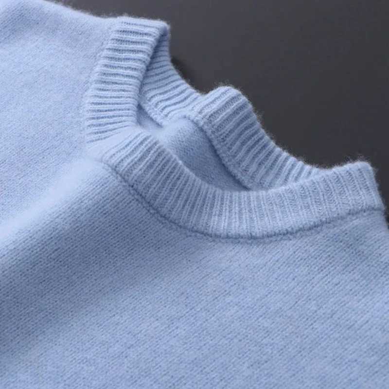 New RoundNeck Wool Pullovers Mens Solid Autumn Winter Warm Cashmere Knitted Sweaters Male Casual Basic Soft Knitwear Pullover W250905