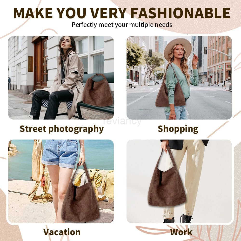 Bags for Women 2025 New Suede Tote Bag for Women Retro Slouchy Office Shoulder Tophandle Tote HandbagsW250913