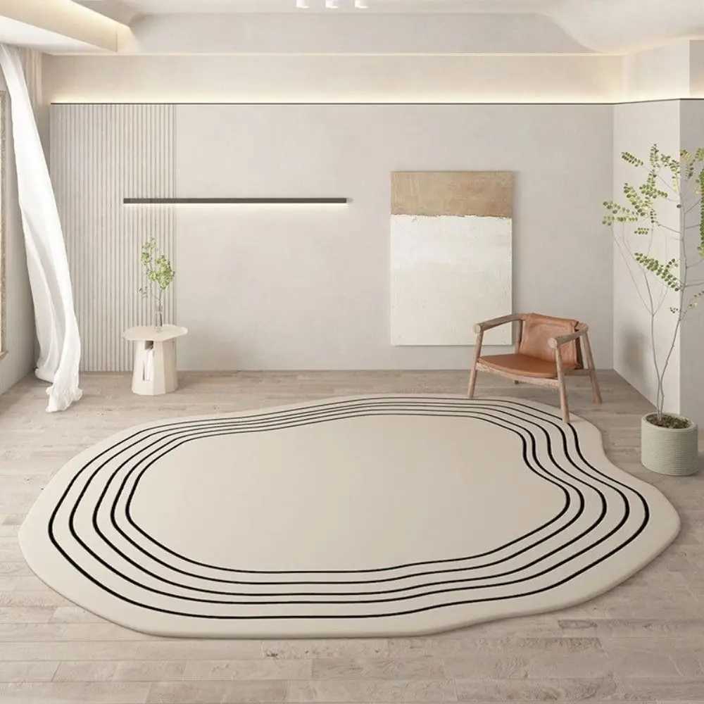 Cream Color Irregular Oval Carpets for Living Room Children Bedroom Rug Ins Soft Fluffy Bedside Rugs Short Plush Large Area Mats C250913