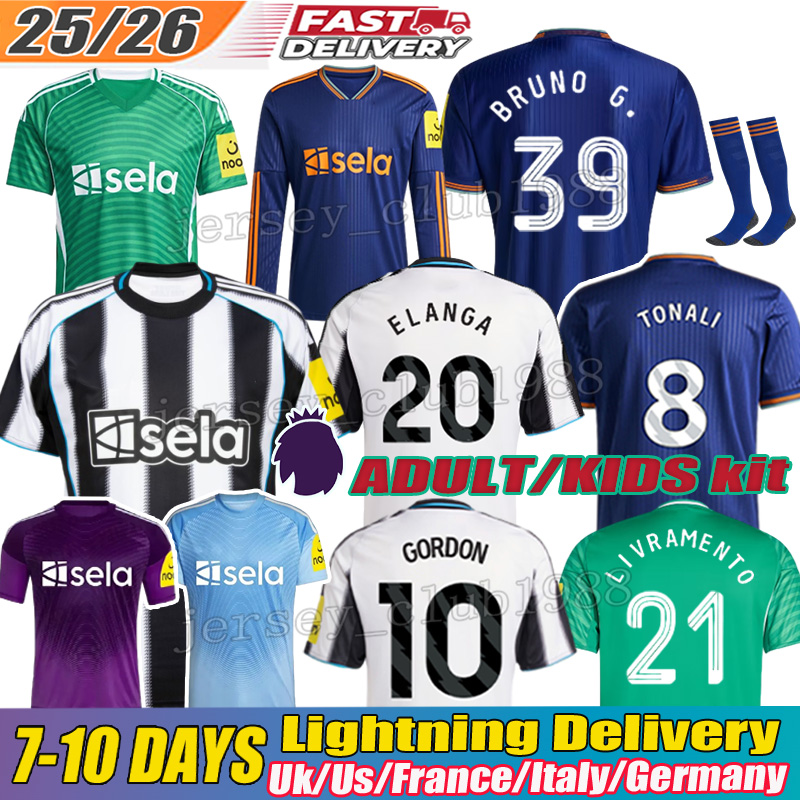 newcastled united 25 26 kids kits Soccer Jerseys Bruno G Elanga Gordon Botman Joelinton Tonali Livramento Willock Krafth long sleeves football shirt nufc 25 26