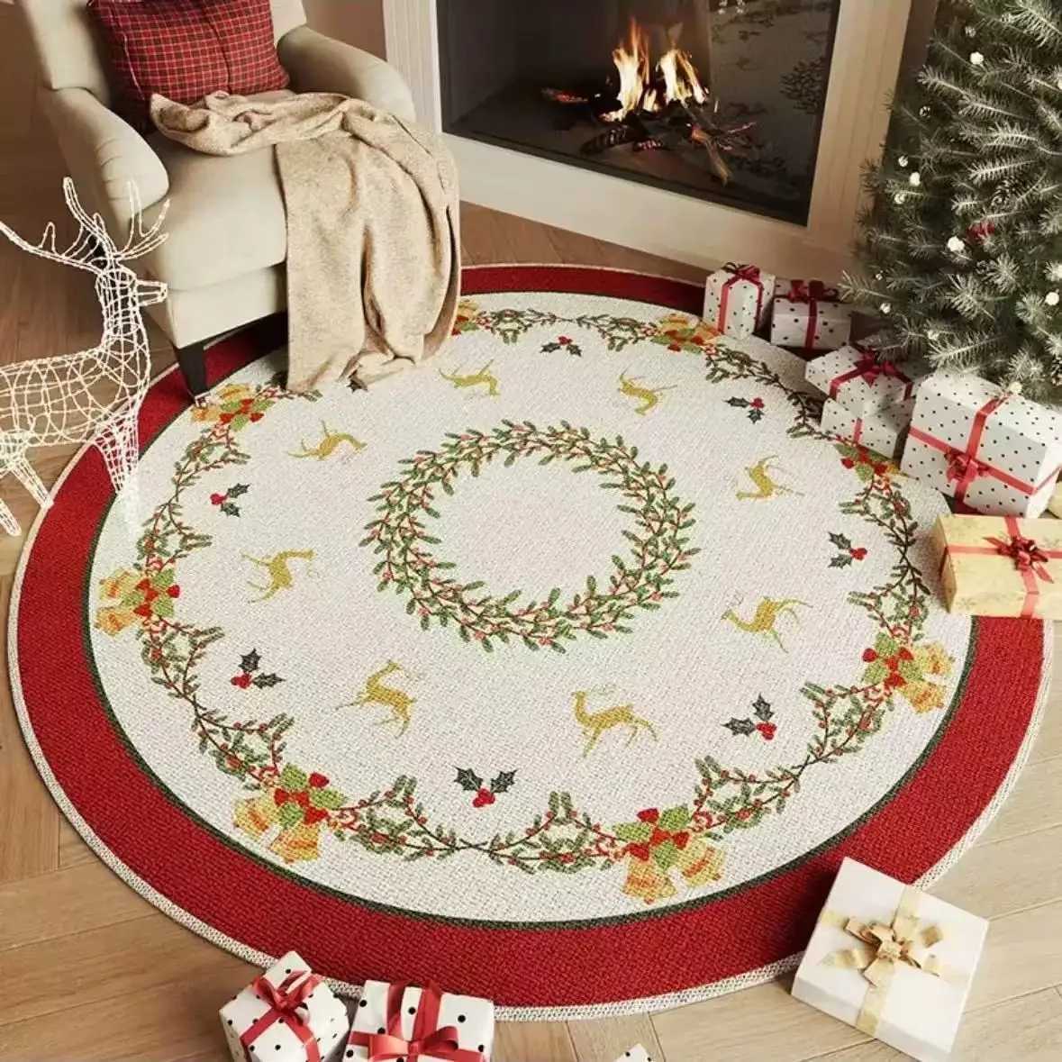 VIKAMA Large Festive Round Living Room Carpet Acrylic WoolLike Plush Rug for Family Gathering Home Decor C250913
