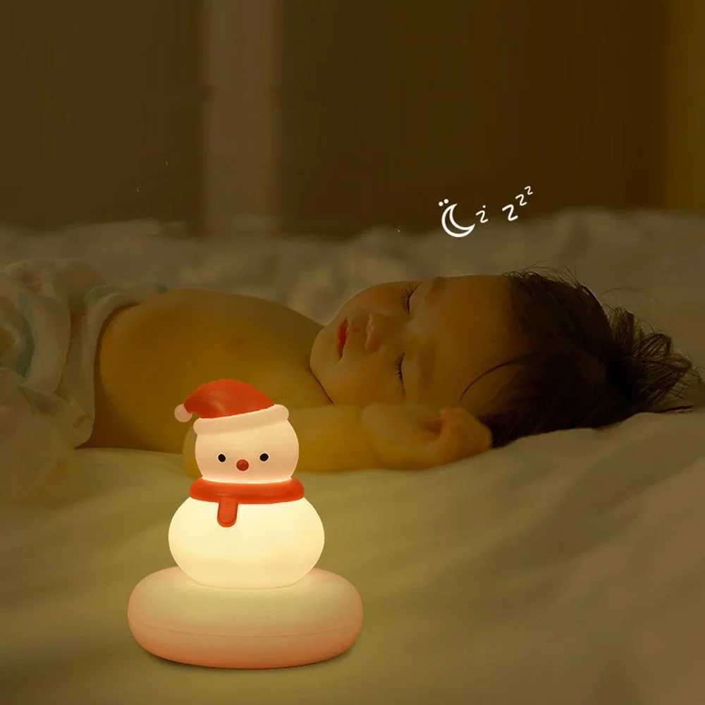 Christmas Night Light Snowman Cat Bedside Lamp for Kids Tap Control Rechargeable Nursery Lamp Table Lamp for Bedroom Camping Ro C251122