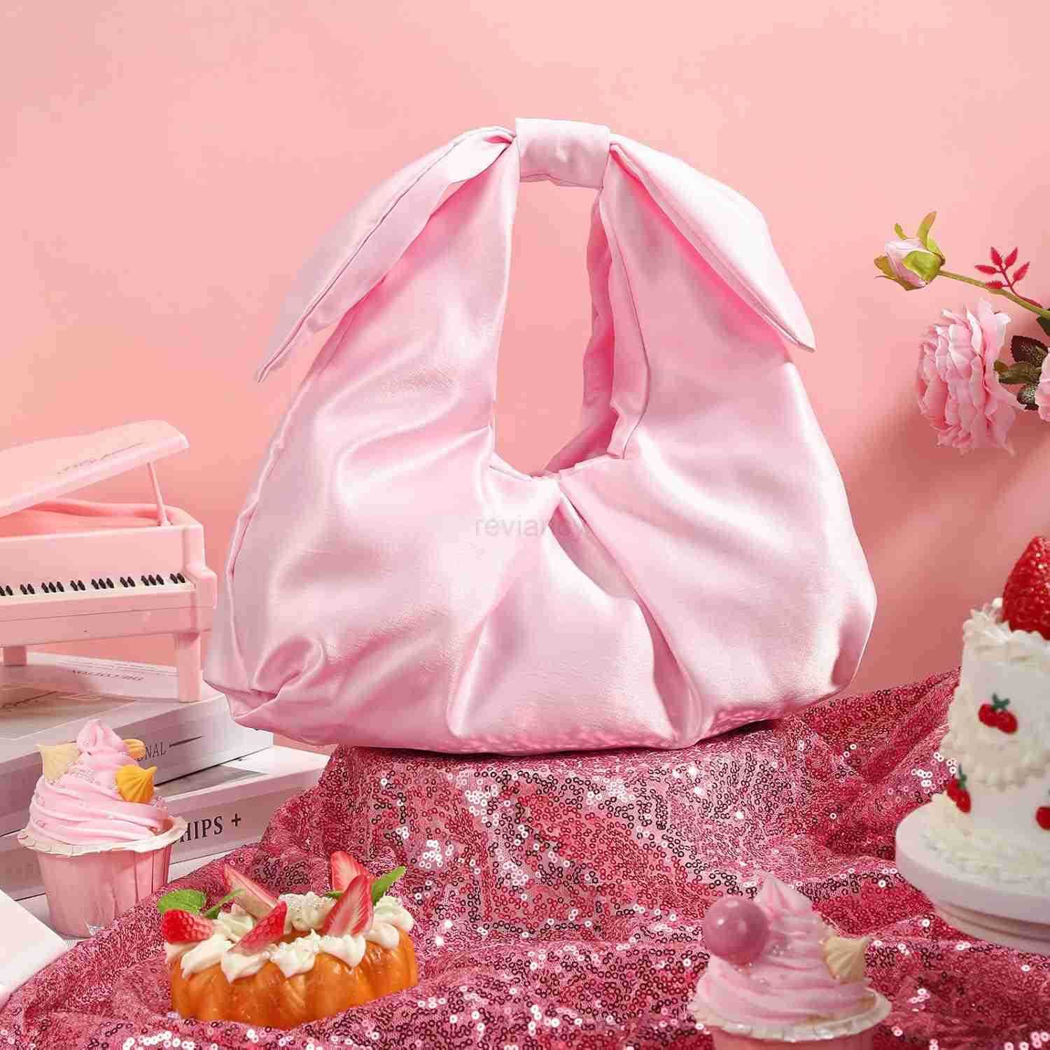 Purse for Women Bow Evening Bag Ruched Satin Handbag Top Handle Purse for Wedding Bachelor Bridesmaid GiftsW250913