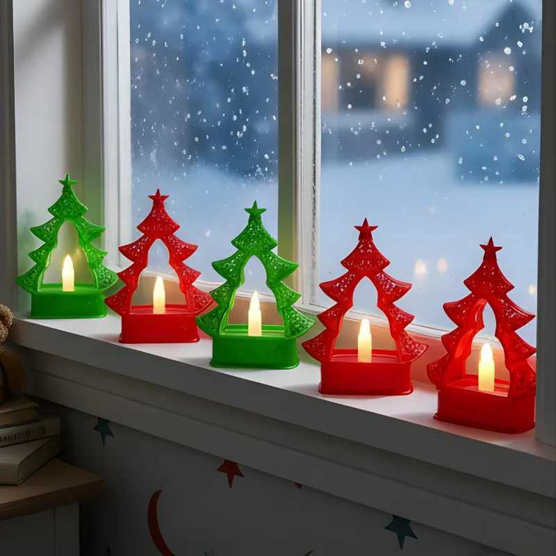 Mini LED Christmas Tree Night Light Warm Luminous Xmas Tree Night Lamp DIY Desktop Ornaments For New Year Party Home Decoration C251122