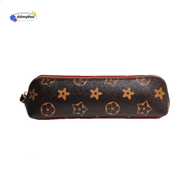 wholesale Simple Printed Pattern Brown Classic Vintage Leather Case Large Capacity Pencil Bag Bun Style 250818 ddmythur
