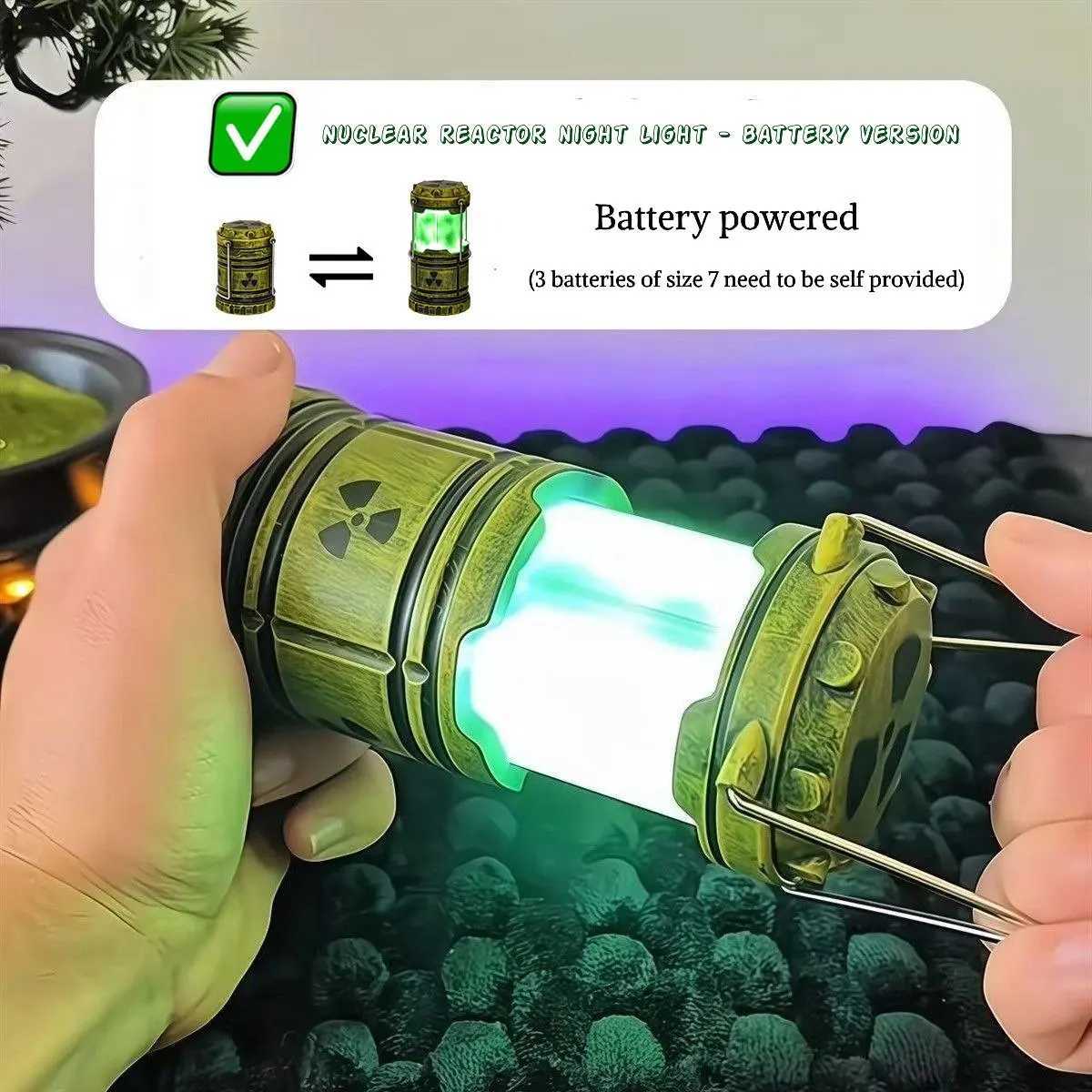 2025 New Cool Nuclear Reactor LED Night Light Pull Light Portable Hanging Handheld Desk Lamp Requires 3 AAA Batteries C250913