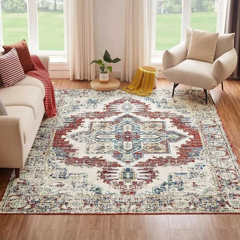 VIKAMA Persian National Style Looppile Carpet Dirt Resistant Living Room Coffee Table Mat Hotel Home Decoration Rug C250913