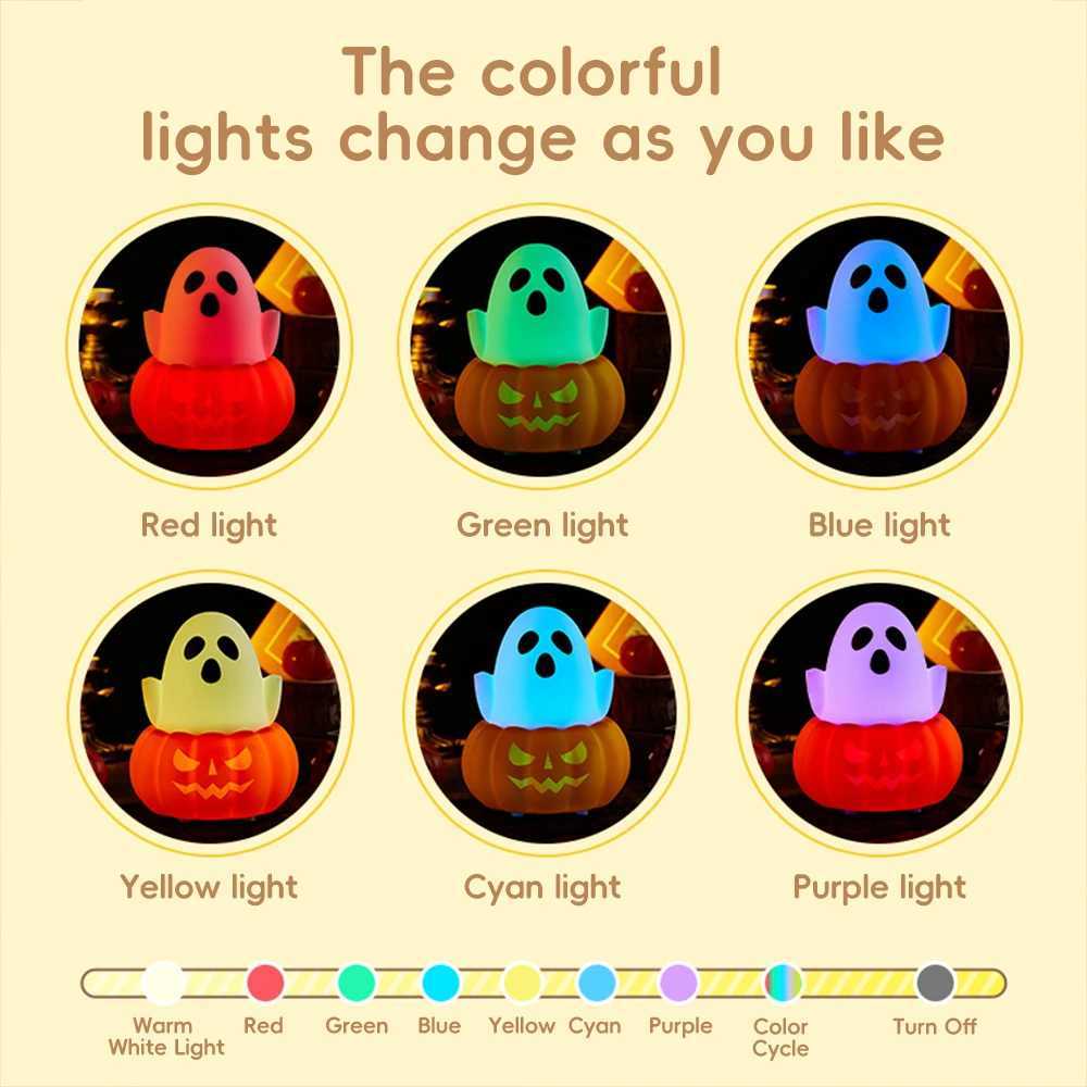 Novelty Pumpkin Night Light Colorful Changing Silicone Toy Nightlight Touch Sensor Table Lamp For Halloween Party Room Decor C251122