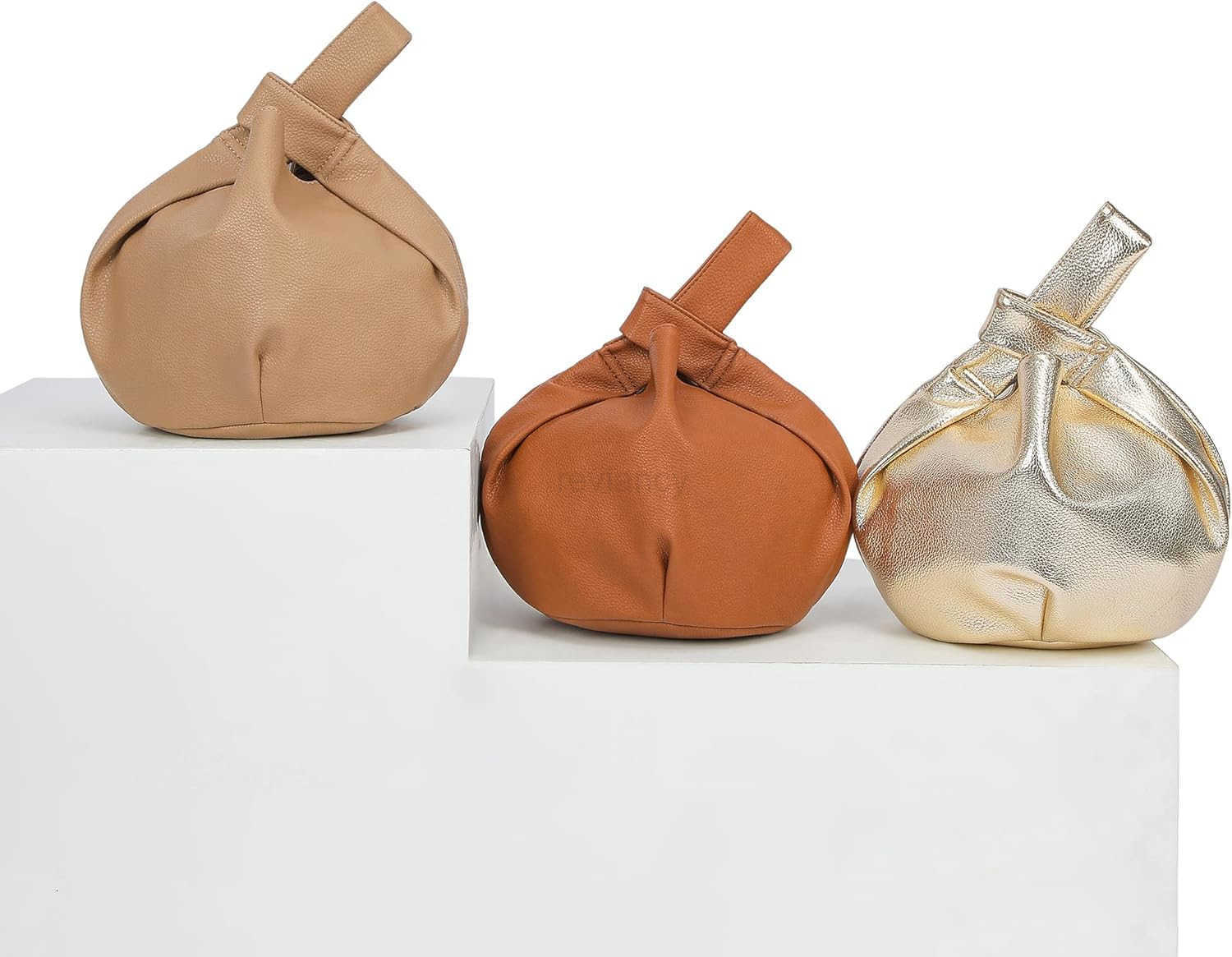 Womens Small Tote Bag for Women Soft Leather Top Handle Bag Wristlet Knot Pouch Purses and HandbagsW250913