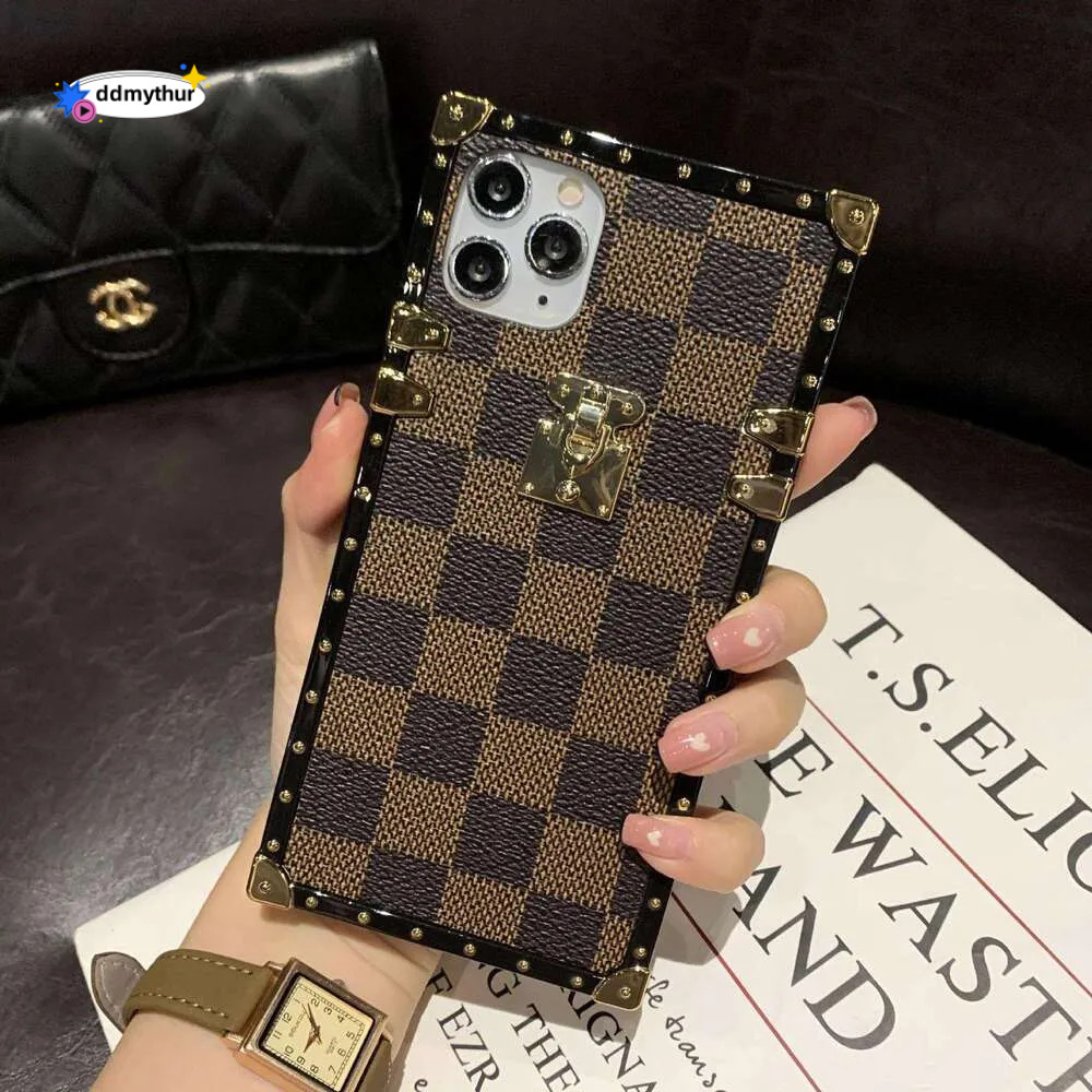 Suitable for Apple 16 Pro Max Plaid Square Case iPhone 15 Old Flower Checkerboard Phone Cover ddmythur