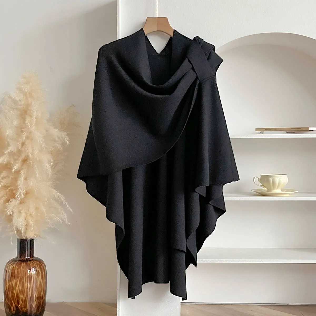 Wen Poncho Winter Warm Solid Color Shawl Doub Sided Designer Blanket Luxury Scarf Fa Cloak Cashmere Pashmina e Sto G250912