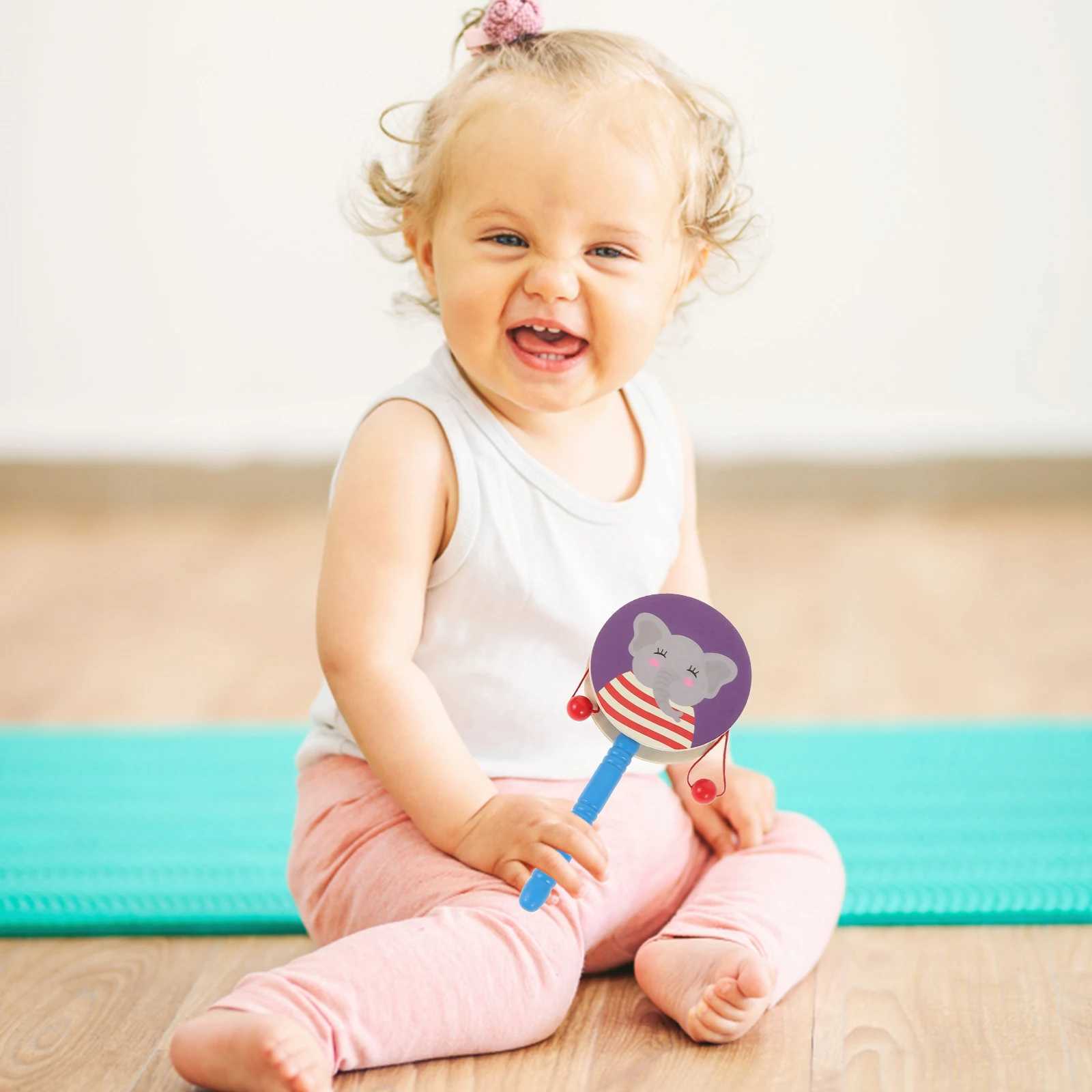 3 Pcs Baby Toys Wooden Wave Drum Shaking Music Creative RattleDrum Educational Toddler C250913