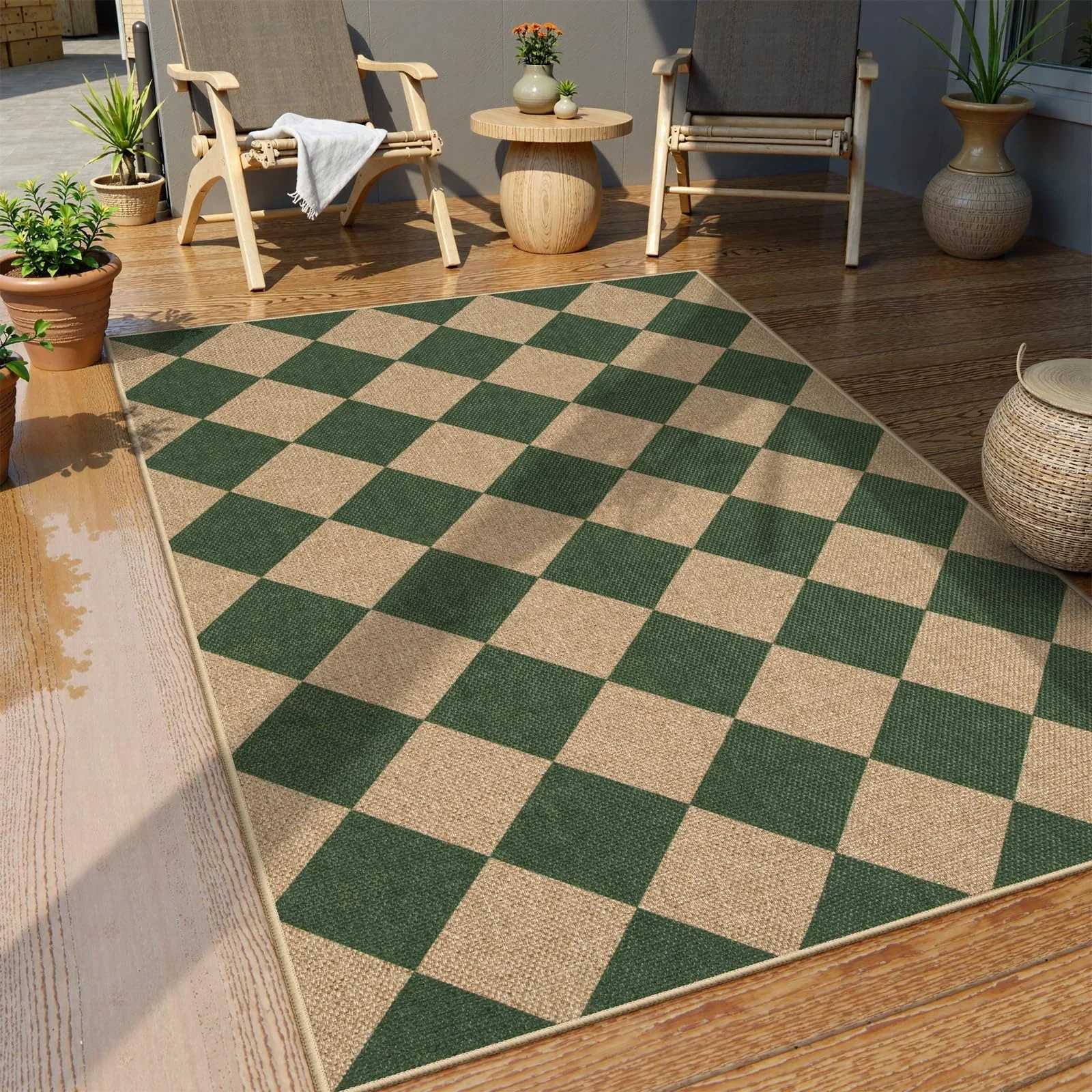 VIKAMA Checkered Plaid Looppile Carpet Suitable for Living Room Sofa and Bedroom Floor Mats Washable AntiSlip Home Decoration C913 H260226