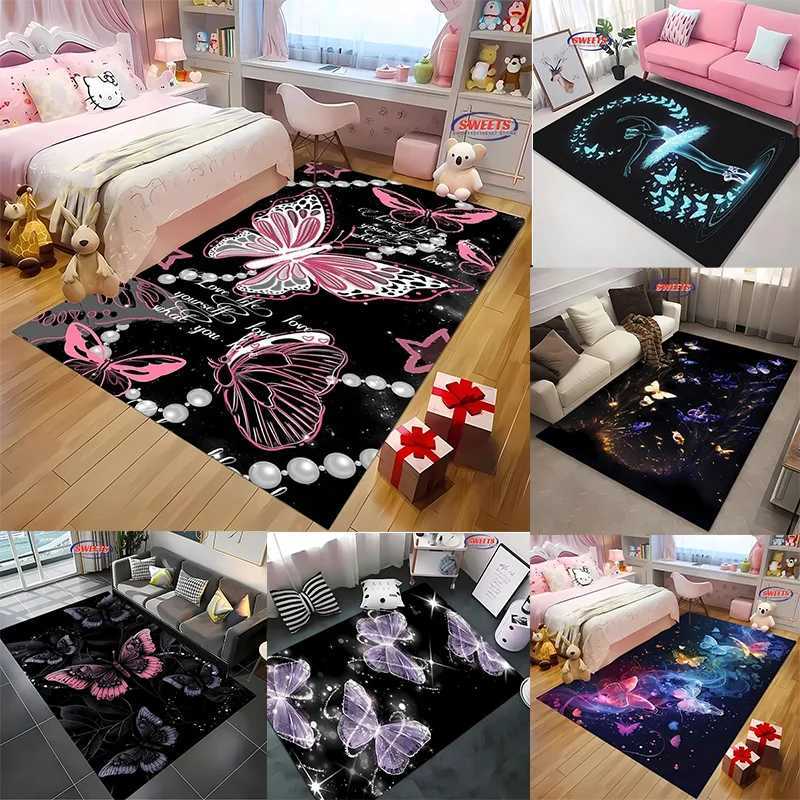 3D Butterfly Printed Carpet Non Slip Soft Rug for Living Room and Bedroom Floor Mats Room Decoration Mat Carpets Area Rug C250913