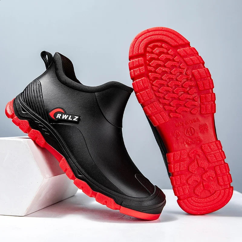 Rain Boots for Men Fashionable Allseason Nonslip Waterproof Rubber Shoes Fishing Work Car Wash Wearresistant Water 250912