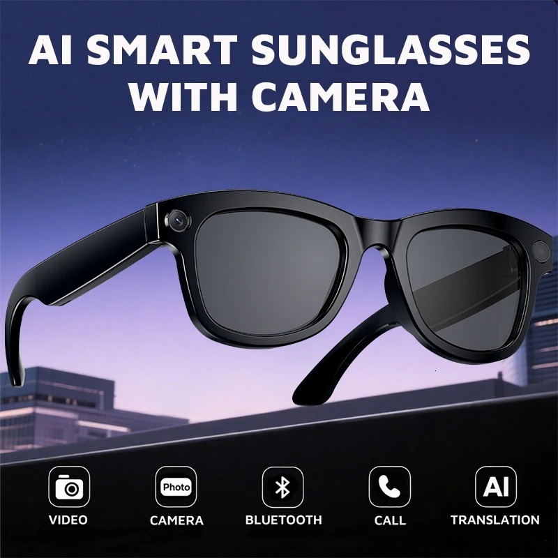 1080P HD Ai Smart Glasses Photo Video Multifunctional Gasses Outdoor Bluetooth Music Sunglass Sports Camera 32G Memory Intelligent Glasses