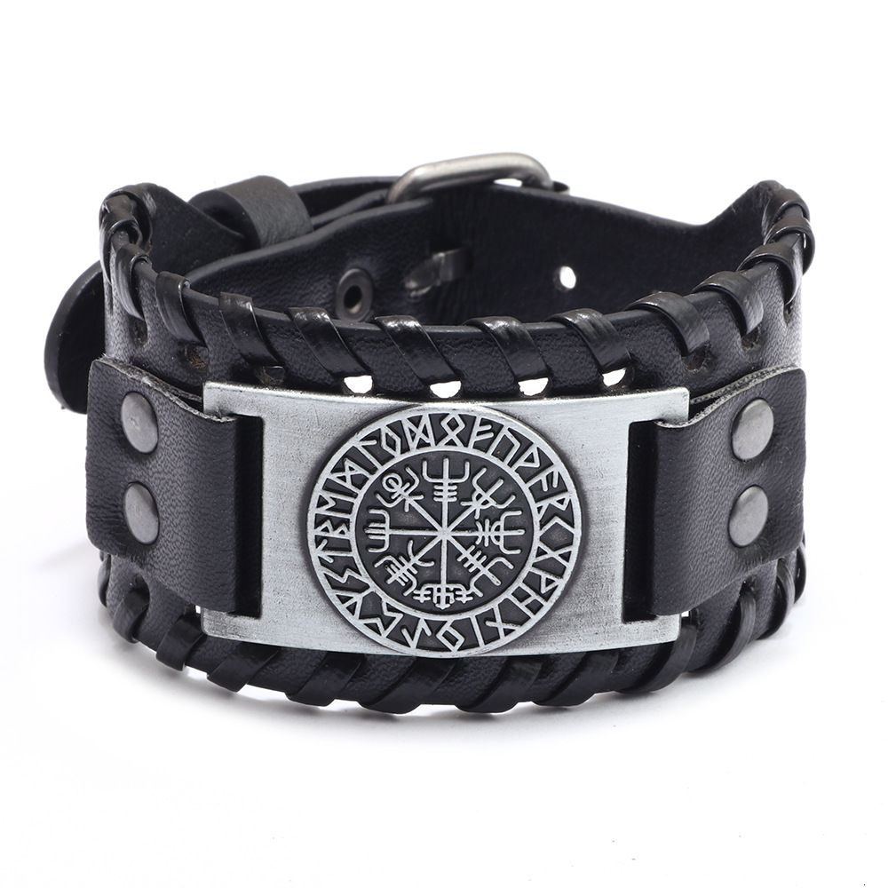 Hot Selling Pirate Compass Men's Wide Leather Bracelet ddmymoon